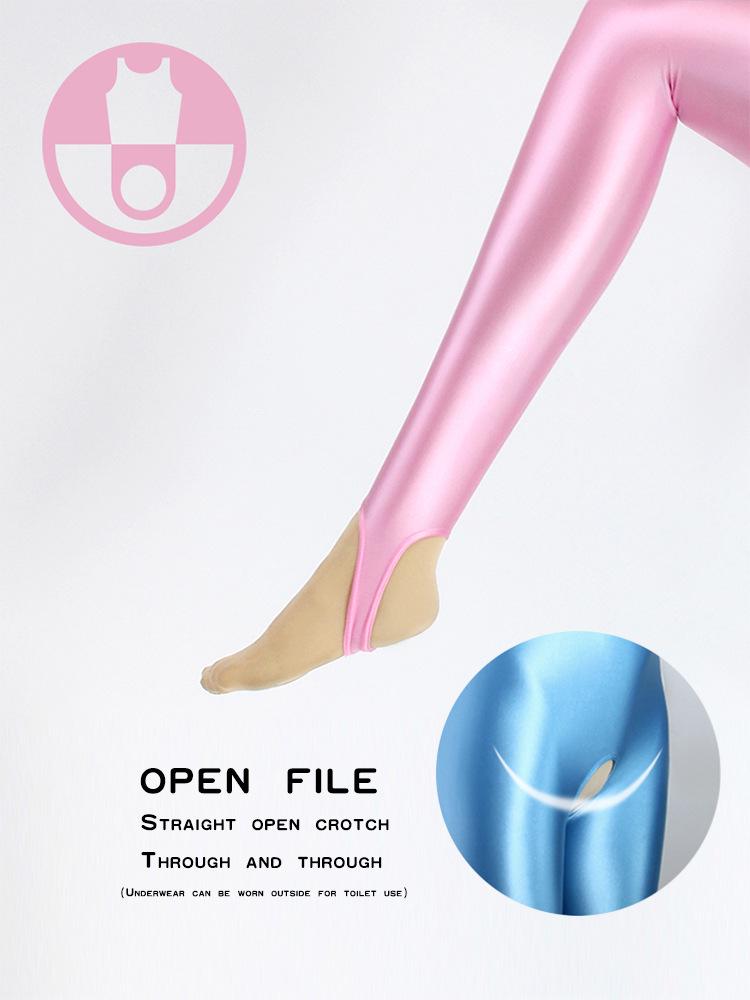 Shiny Oil-Gloss High-Elastic Full Body Shaping Leotard - Plus Size Silky Smooth Tight-Fit Yoga Fitness Wear