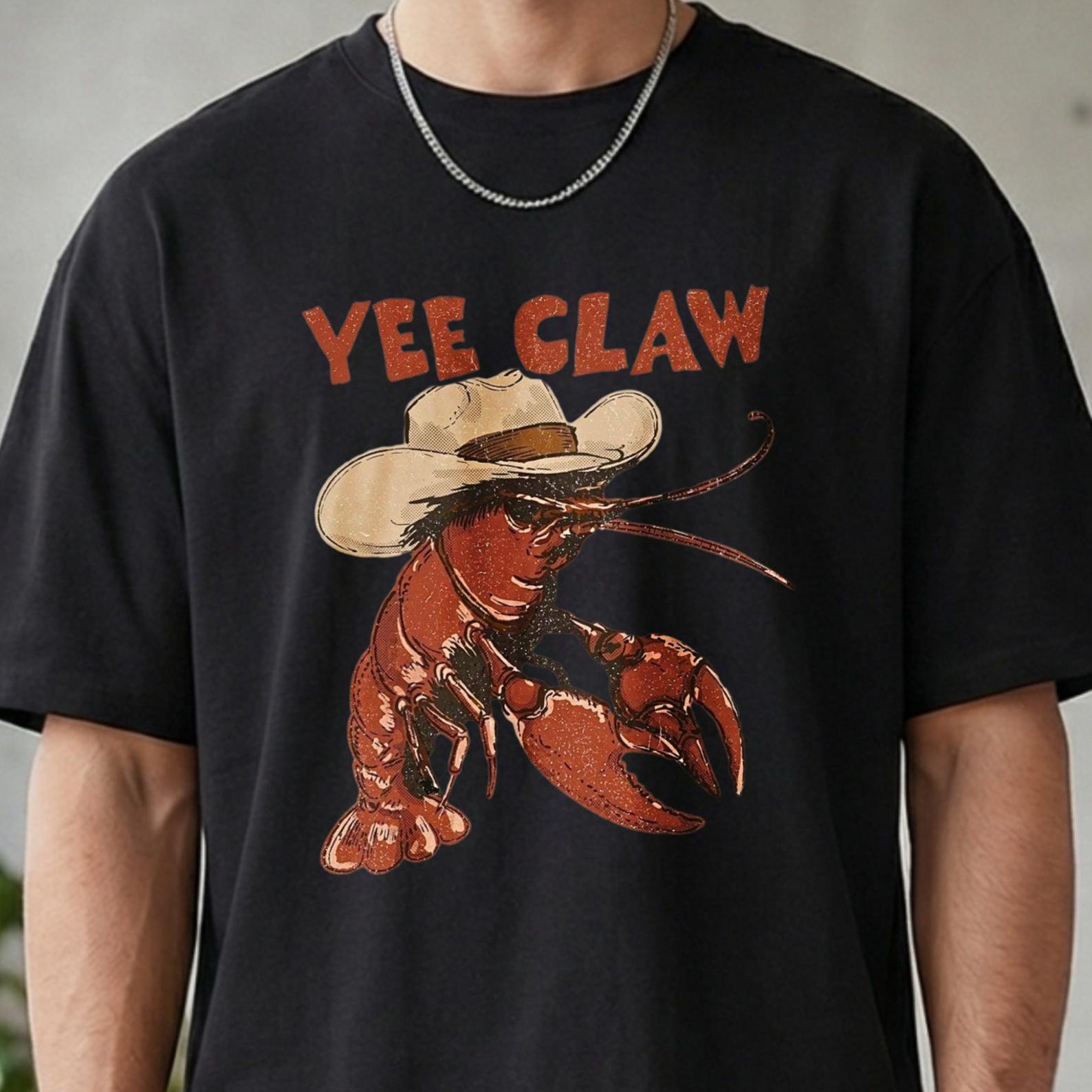 Yee Claw Crawfish Cowboy Tee, Funny Western Lobster Shirt, Cajun Seafood Festival Humor, Coastal Southern Vibes Graphic Tee, Crawfish Boil M