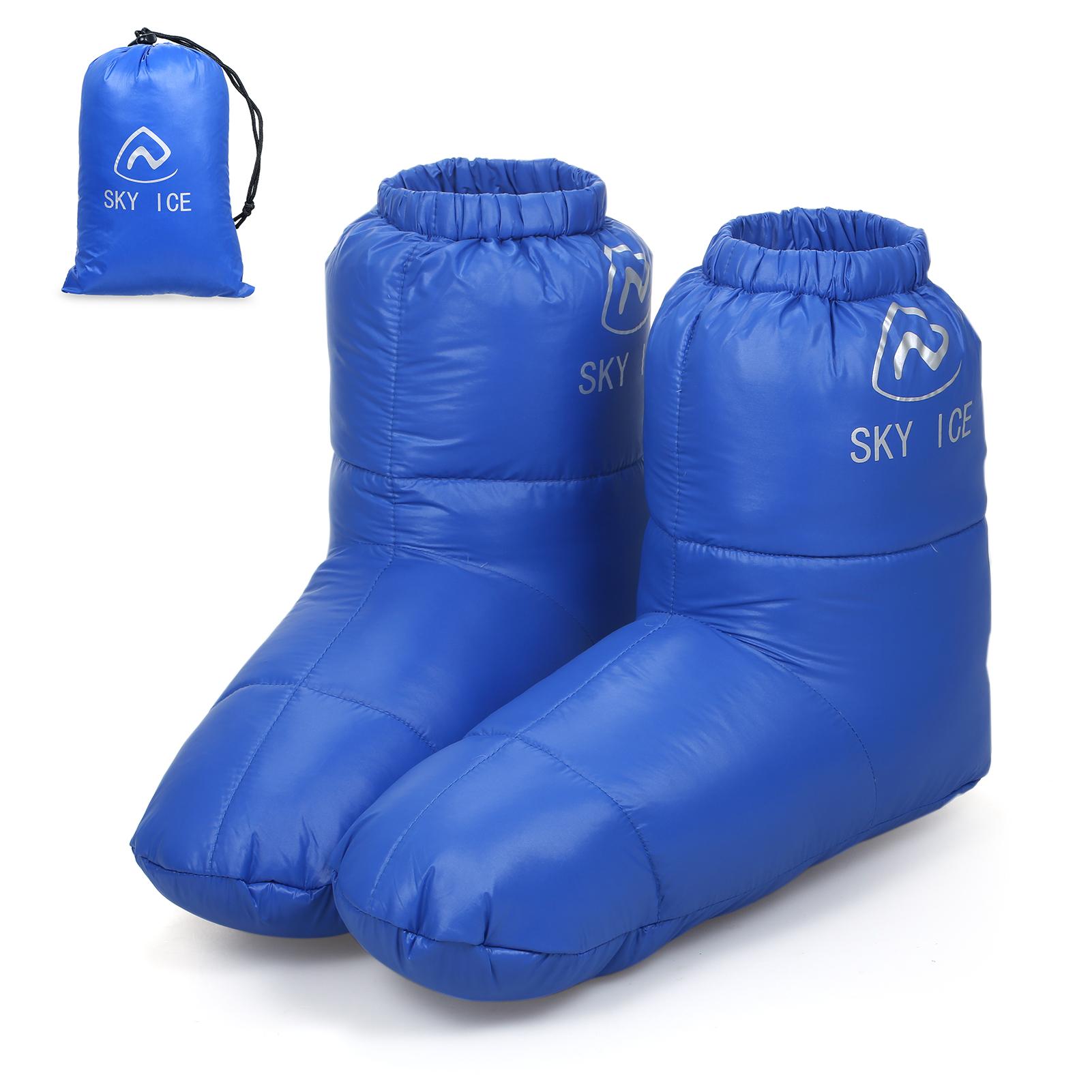 

Зимние теплые тапочки на утином пуху, домашняя уличная походная обувь, обувь для мужчин и женщин L синий