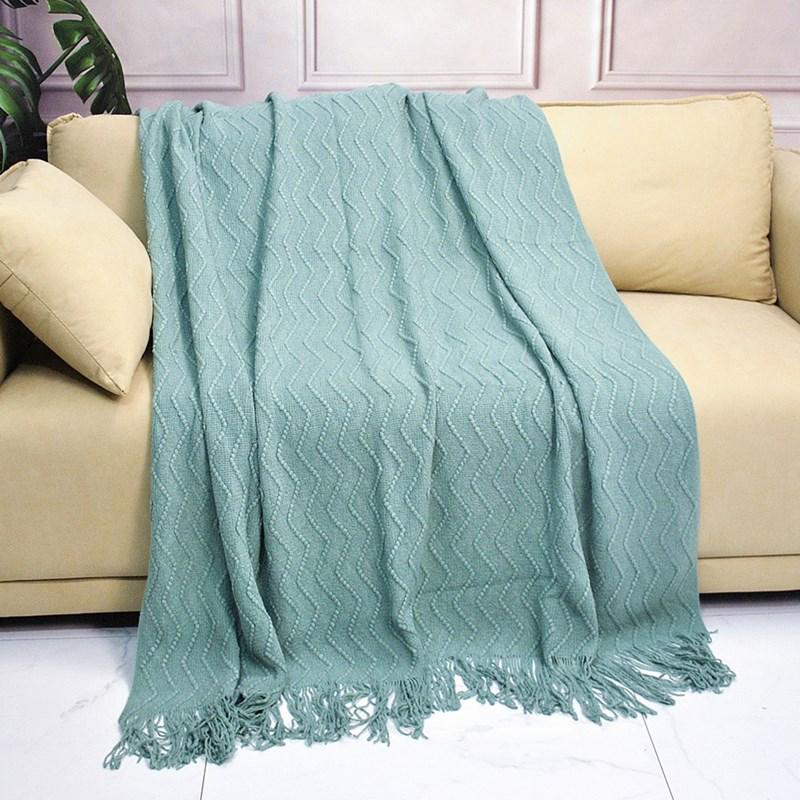 Nordic Solid Color Knitted Throw Blanket - Soft, Luxury Tassel Design for Baby, Home, Office, or Nap.
