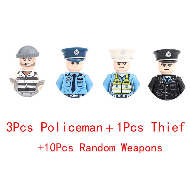 Special Forces Soldier Police Gangster Military Armored Vehicle Car Weapons SWAT WW2 Gun Building Blocks Figure Model Brick Toys