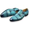 Fashion Deluex Monk Strap Penny Shoes High Quality Handmade Slip-On Loafers Office Business Fashion Skyblue Men's Shoes Genuine Leather