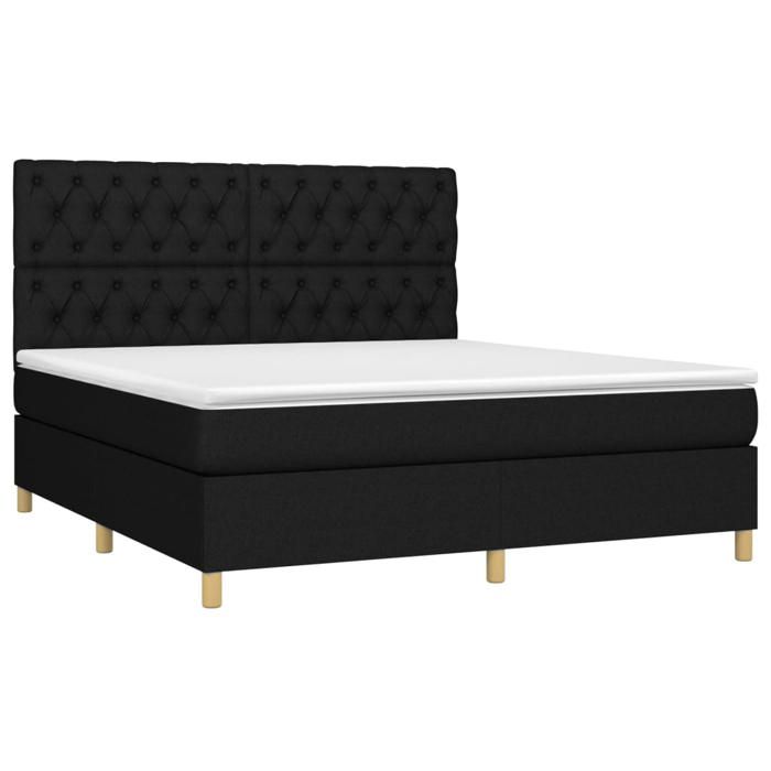 Exclusive House - Bed Slat Base with Mattress Black 160x200 Cm Fabric