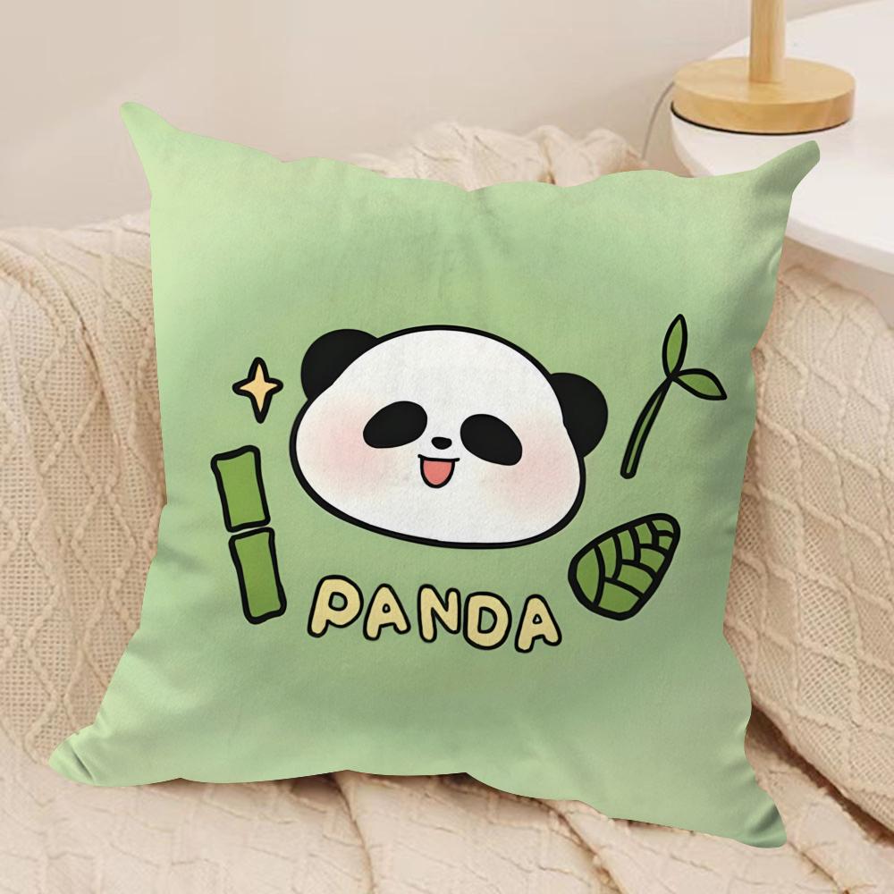 Lovely Panda Cushion Cover Soft Plush Fabric DoubleSided Printed Sofa Cushion Cover for All Seasons Home Decor Gift