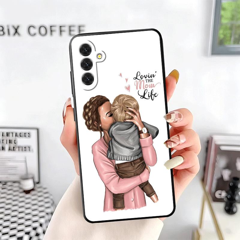 Baby Mom Girls Soft Phone Case for Samsung A17 A37 A57 A16 A26 A36 A56 A15 A25 A35 A55 A14 A24 A34 A54 A13 A23 A33 A53 A52 A12