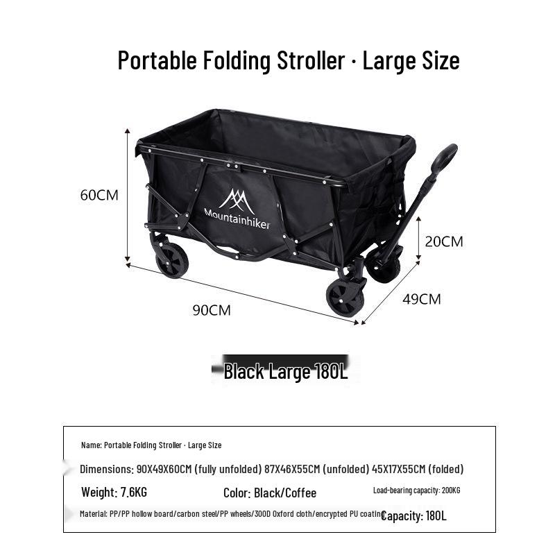 ShanZhiKe Double-Layer Portable Folding Camp Stroller - Outdoor Hand Pull Cart for Picnic and Stall Use