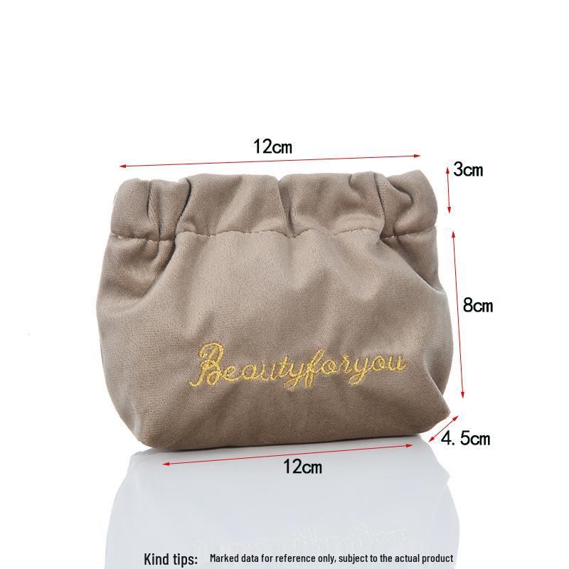 Velvet Embroidered Coin & Cable Holder - Snap Closure for Earphones, Mini Lipstick, and Accessories