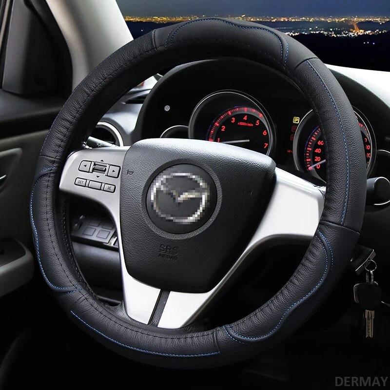 Genuine Leather Car Steering Wheel Cover Non-slip for All Mazda 3 2004-2013 2009 2014 2015 Mazda Axela Auto Accessories