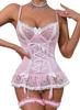 Sexy Cute Leg M [Maeau] Leotard, See-through, Lingerie, Lace, Babydoll, Women's, Bodysuit, See-through, Pajamas, Casual, Loungewear, Gift, Ring, Pink,