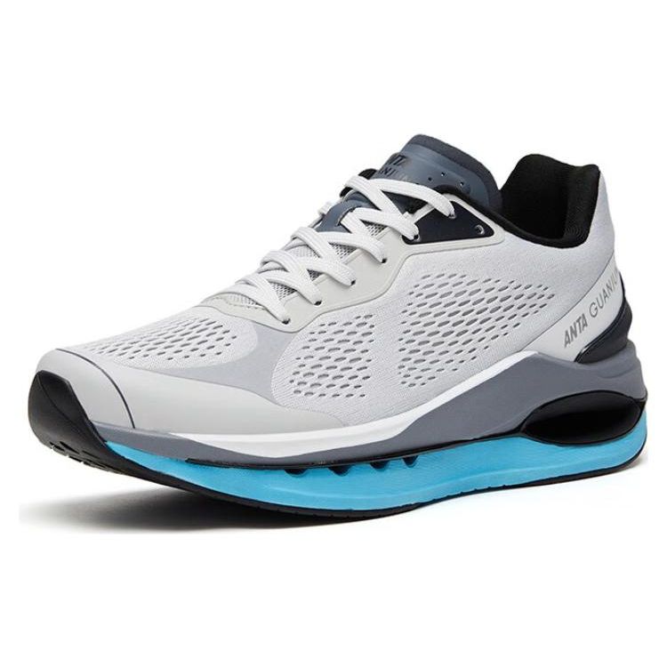 ANTA Men GUANJUN Professional Cushioning Breathable Running Shoes Light Grey Blue 112315561A-3
