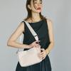 [Breath TOPKAPI] Waterproof Nylon and Leather Combination 3-Compartment Shoulder Bag (Pale Pink)