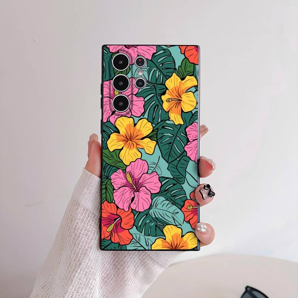 INS Flower Fashion Phone Case For Samsung Galaxy S25 S24 S22 S23 Ultra S21 S20 Plus 5G Frosted Non-Slip Full Cover Soft Case