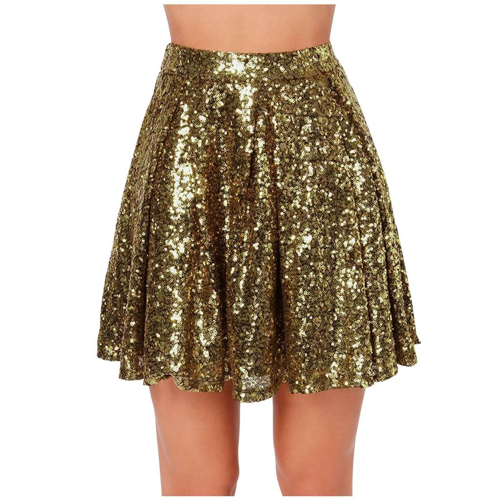 Women's Sequin  Skirt Versatile A-Line Basic Flared Casual Short Skirt