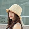 Summer Hollow Sun Hat Korean Version Fashion Bow Lace Bucket Hat New Fisherman Sunscreen Outdoor Beach Sun Hat Travel Panama Cap