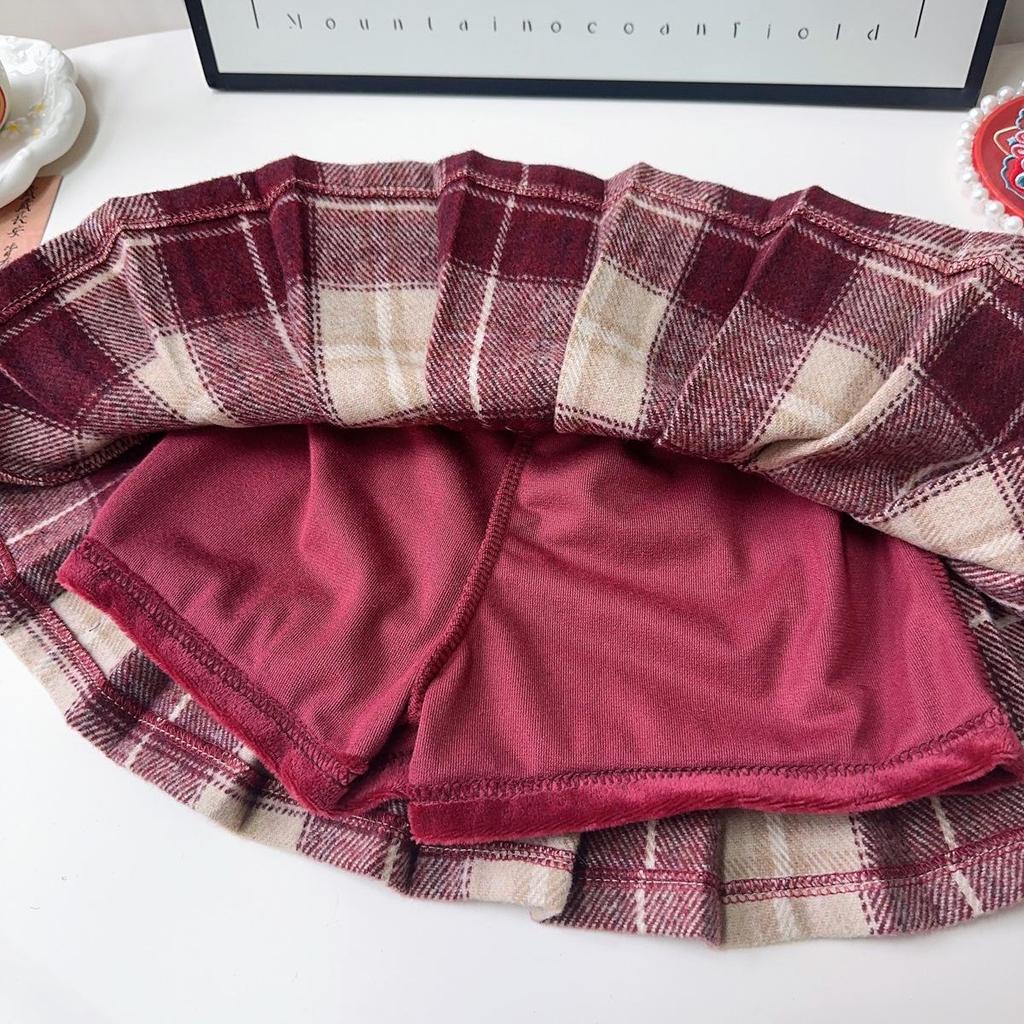Girls' Chinese Style Winter Coat & Pleated Skirt Set - AWA889