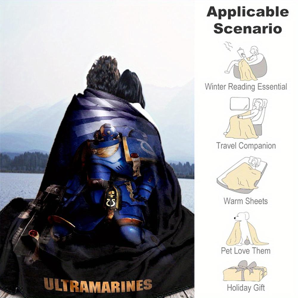 1 Stück Ultramarines Space Marine Design Flanelldecke - 3D-Druck Weich Warm, Ganzjahres Leichte Überwurfdecke für Camping Reisen Bett-080751