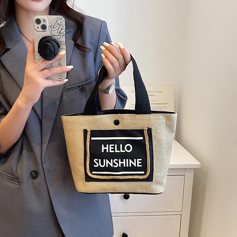 Cotton Linen Tote Bag With Letter Pattern For Daily Casual Fashion Girls