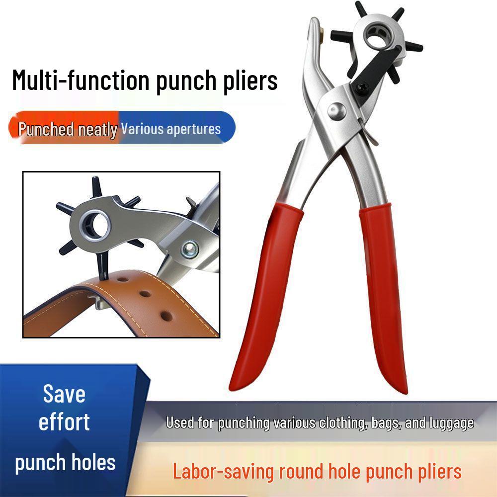 

Multifunctional Leather Belt Hole Punch Pliers: Round, Flat & Oval Holes for Waist Belts, Leather & Paper