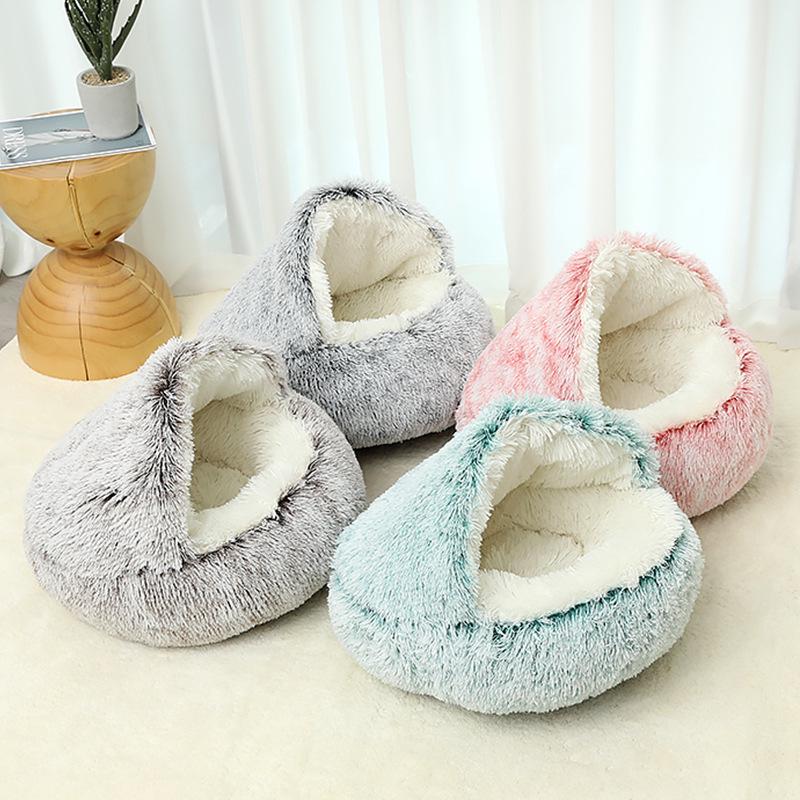 Cozy Winter Plush Pet Bed for Cats and Dogs - Deep Sleep Mat and House