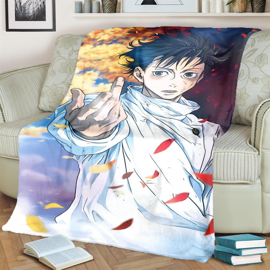 Jujutsu Kaisen Print Flannel Blanket Soft Comfortable for Bedrooms, Sofas, Beds, Chairs, Picnics, Travel