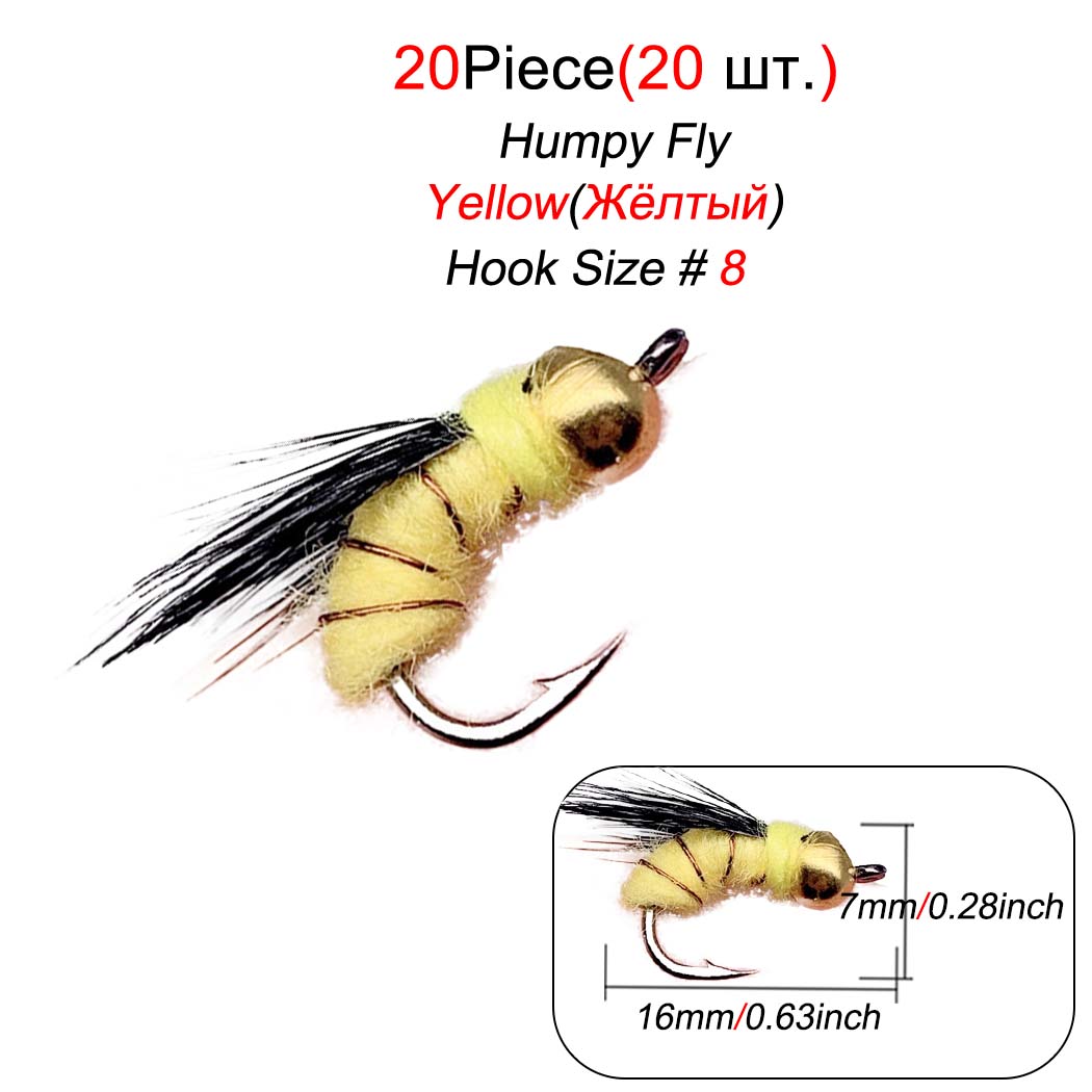 

5/10/15/20/25 шт. рыболовная приманка #8 Humpy Fly Flies сухая насекомая приманка для ловли форели 20Pcs