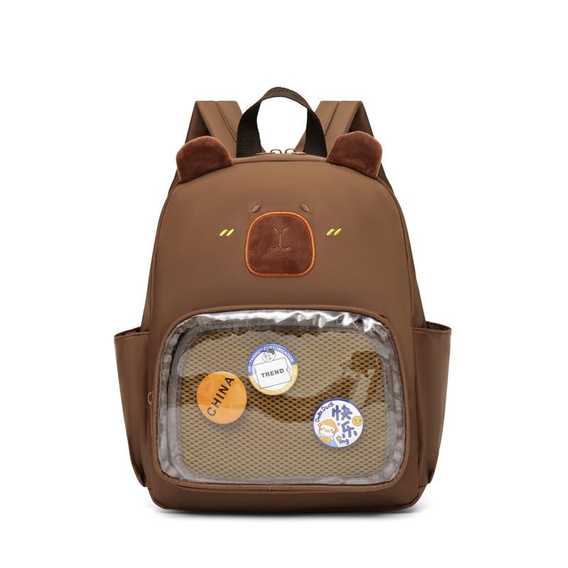 

Cartoon Capybara Backpack Breathable Anti Splashing Water Schoolbag Student кофейный