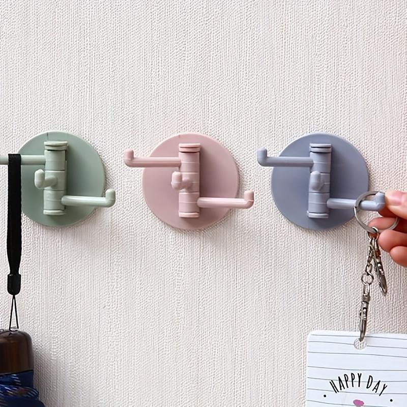 1 Seamless Rotating Three Hook Strong Towel Hooks, Bathroom Tile Non Drilling Adhesive Multifunctional Auxiliary Hooks