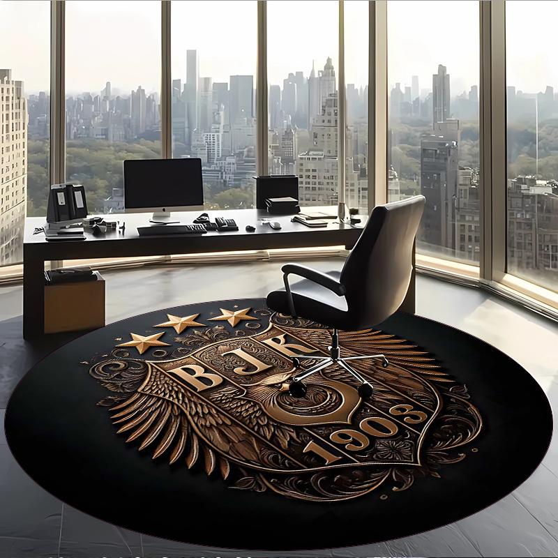 Bjk Fc (1) Round Office Rug Decorative Floor Rug for Office Bedroom Living Room and Home Space