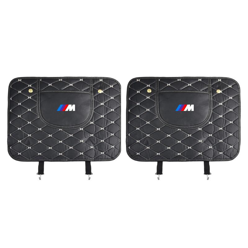 M LOGO Car Anti-Kick Mats PU Leather Auto Seat Back Protector Cover For BMW X6 X1 X2 X3 X4 X5 X7 E46 E39 E90 E36 E60 E34 E30 F30 E71 F10 F10 E34 E92