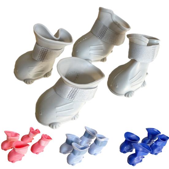 4Pcs Pet Rain Shoes Anti Slip Water-proof Dust-proof Candy Colors Dog Rain Boots