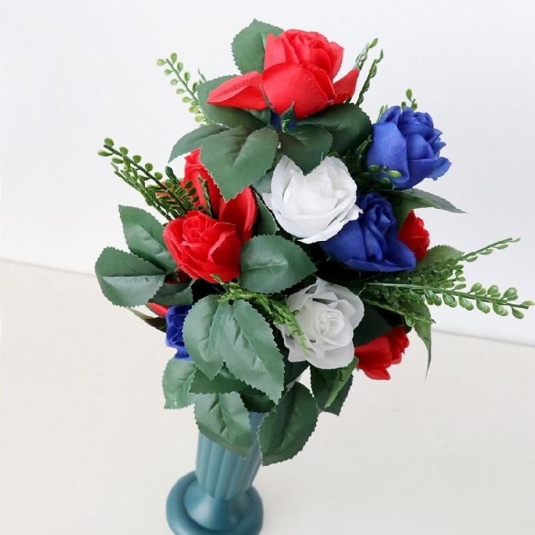 Memorial Grave Flower Saddles for Tombstone Artificial Cemetery Flower Bouquets with Vase for Graveyard Decoration