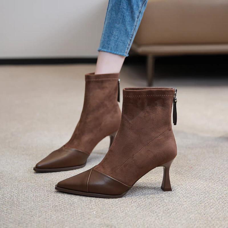 

Handmade Women s Boots Luxury Minimalist Autumn Winter over Knee Shoes Pointed Toe Rubber Upgraded Version of 2026 Fashion 34 коричневый