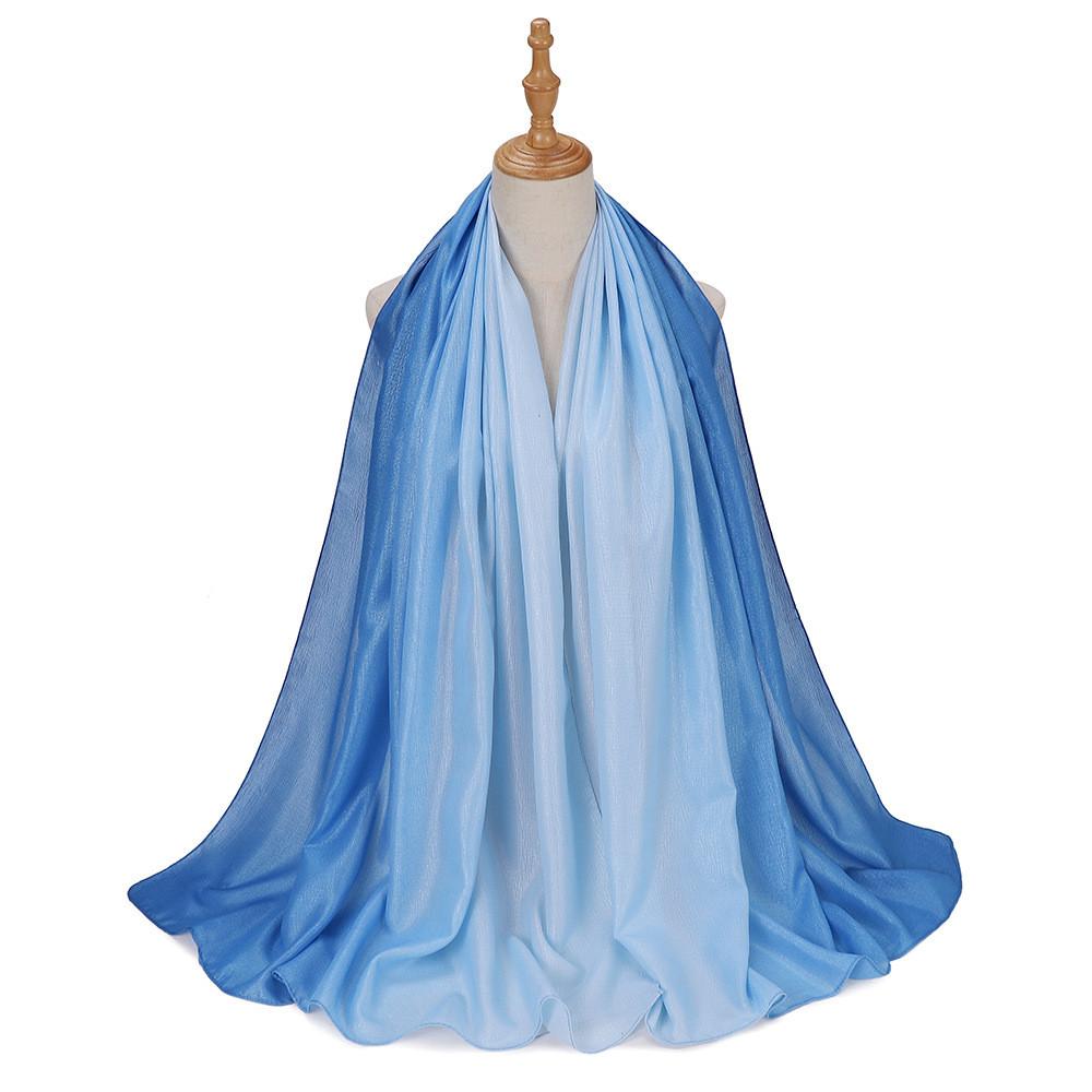 New Silk Hand Gradient Fashion Hijab Scarf Indonesian Malay Silver Scarf Raya Hijab