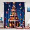 2pcs,Curtains Christmas Tree House (2) Popular Creative Curtains Durable 100% Polyester Fabric Curtains Outdoor Decorations