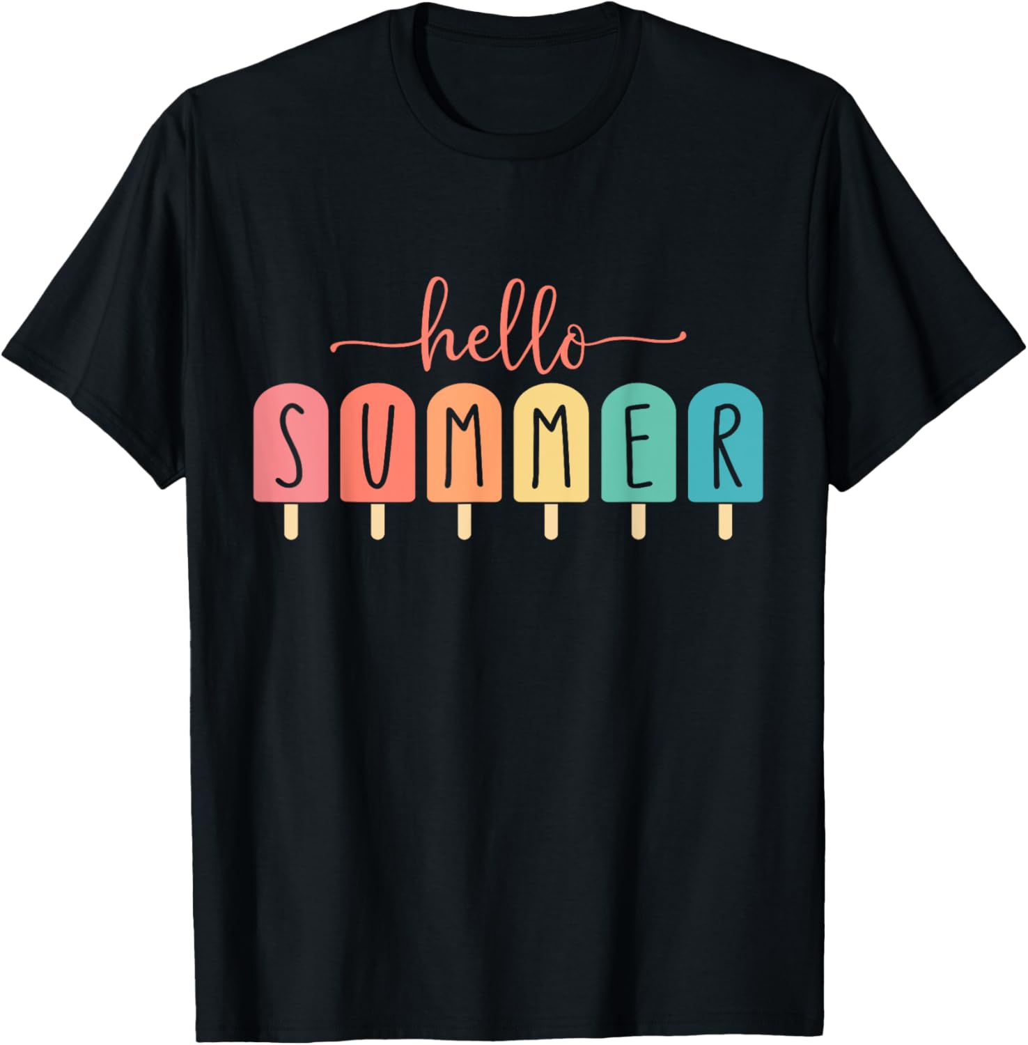 Hello Summer Vacation Ice Cream Popsicle Ice Lolly Gift Men Women Girls Kids T-Shirt S