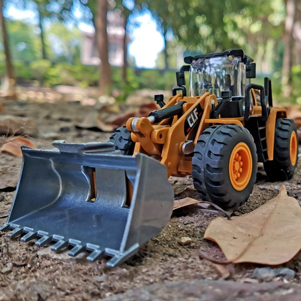 1/50 Excavator Forklift Snowplow Truck Model Car Toys Diecast Alloy Engineering Vehicle Rubber Tire Sound Light Toy Gift For Kid