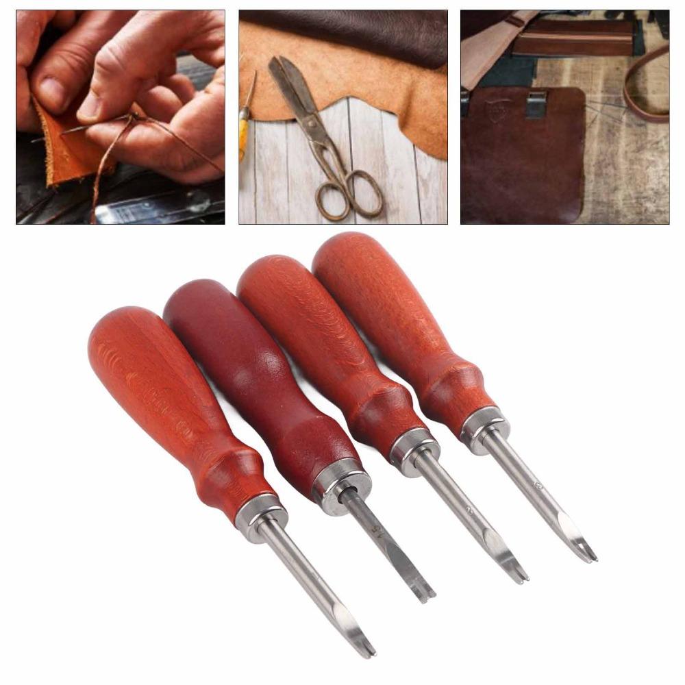 4 PCS Keen Edge Leather Edge Beveler Craft Tool 0.8mm,1.0mm,1.2mm and 1.5mm Leather Working Tools Edge Trimmer Tool