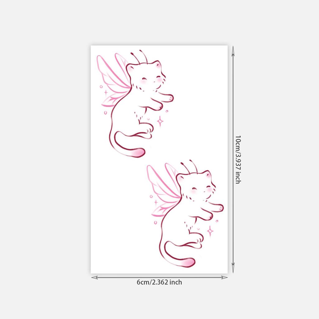 Dopamine Cute Butterfly Cat Tattoo Sticker Sweet And Beautiful Tattoo Sticker
