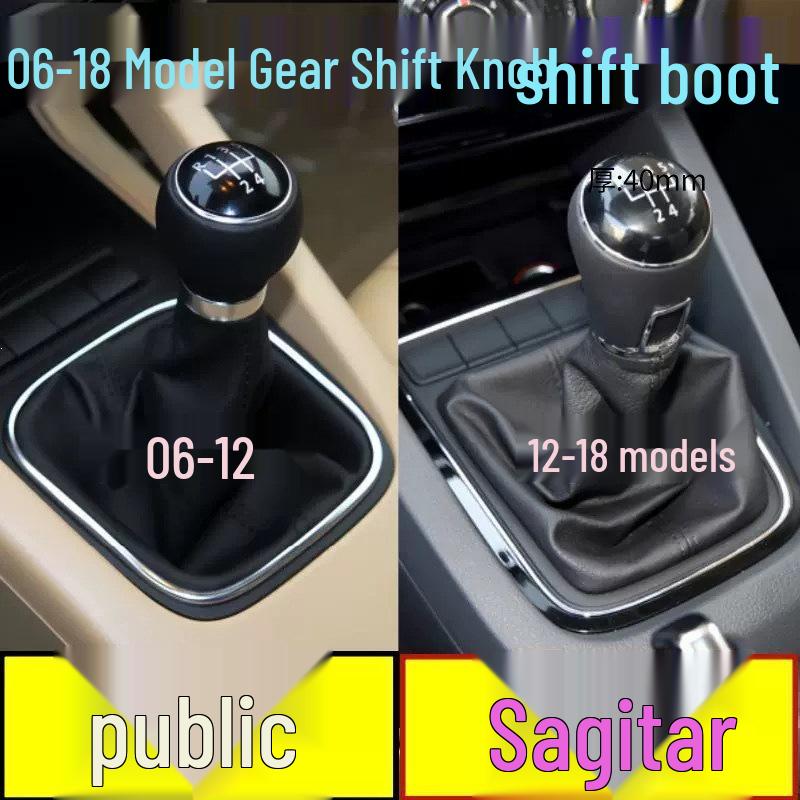 Volkswagen Sagitar Gear Shift Cover & Golf 6 Shift Knob Dust Cover 06-14 Faux Leather with Black Stitching