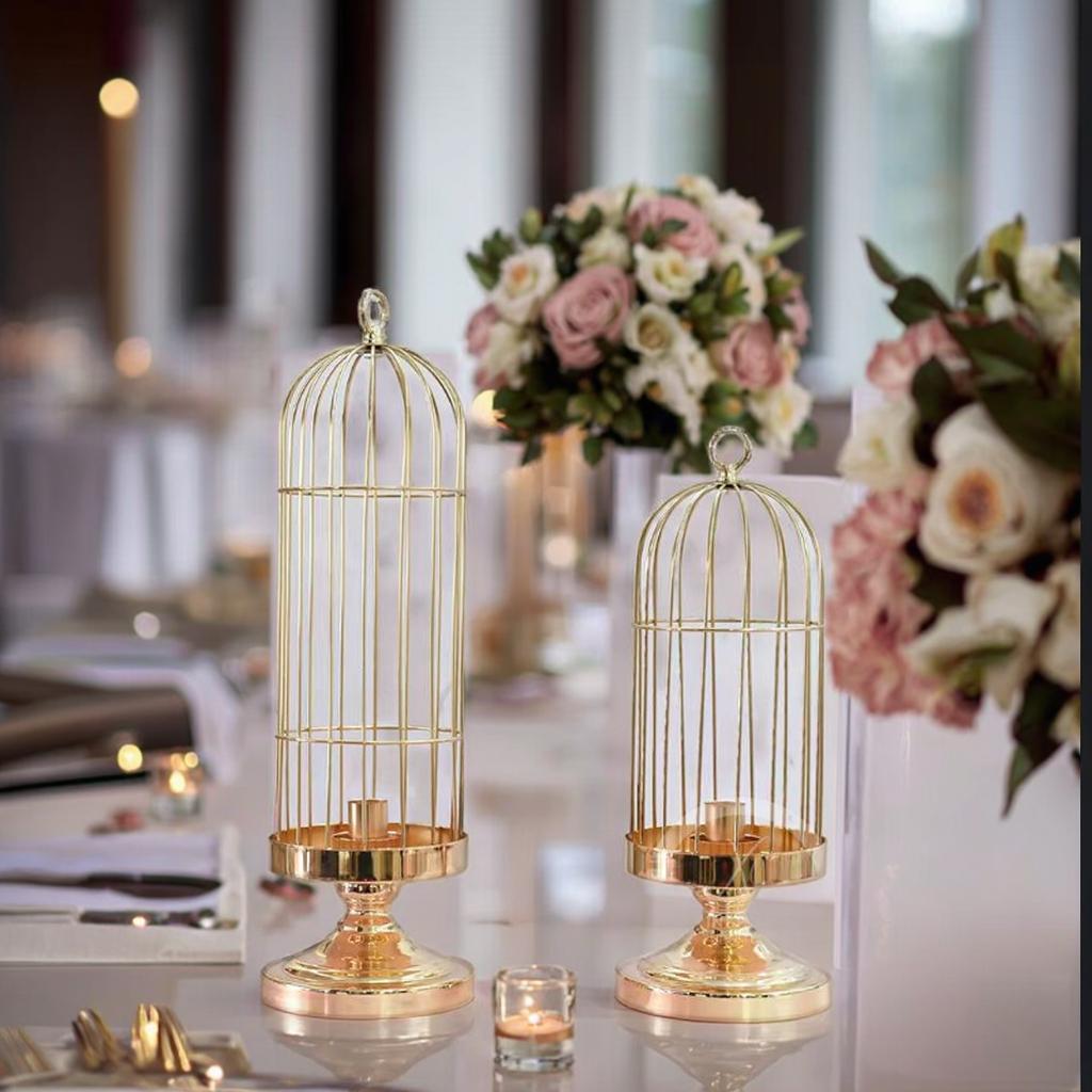 Party Decoration Gold Metal Birdcage Candle Holder (Gold,44/55Hm)