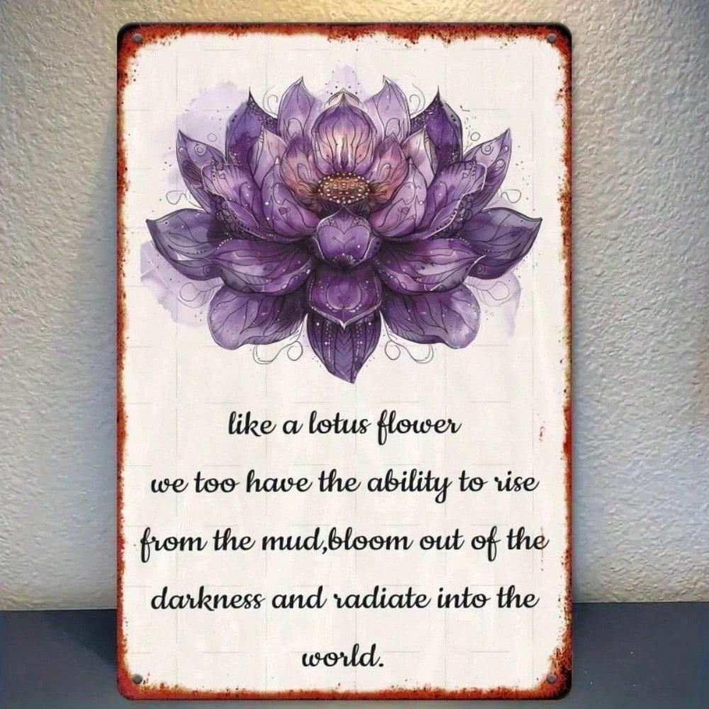 

Motivational Lotus Flower Metal Sign Inspirational Quote Wall Art 12x8 Inch різнокольоровий