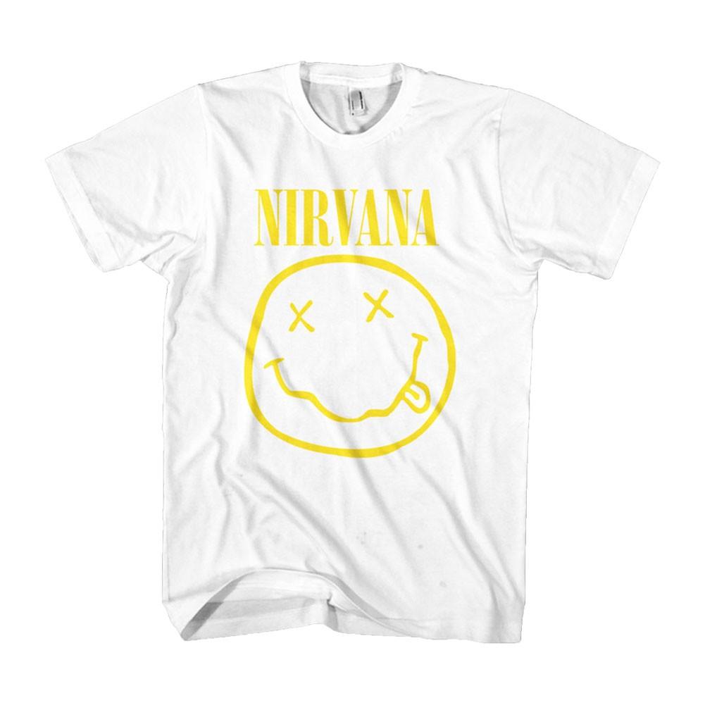 Men s Nirvana Yellow Smiley Slim Fit T-shirt Medium White M