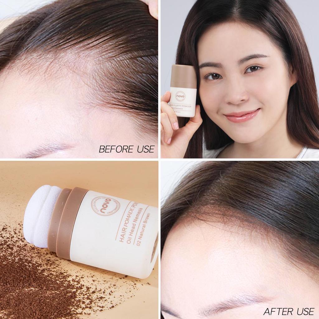 NOVO Hairline Volumizing Powder: Light, Refreshing, Natural Volume Boost for Easy Hair Contouring and No-Wash Bangs. Perfect for Students.