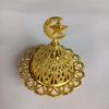 Golden Middle Eastern Arabic Incense Burner with Intricate Hollow-Out Design — Metal Aromatherapy Incense Burner for Cone Incens