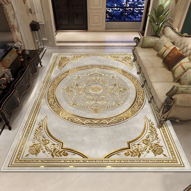 Golden Luxury Decoration Carpet Living Room European Style Large Area Rugs Sofa Area Coffee Tables Bedroom Non-slip Floor Mat