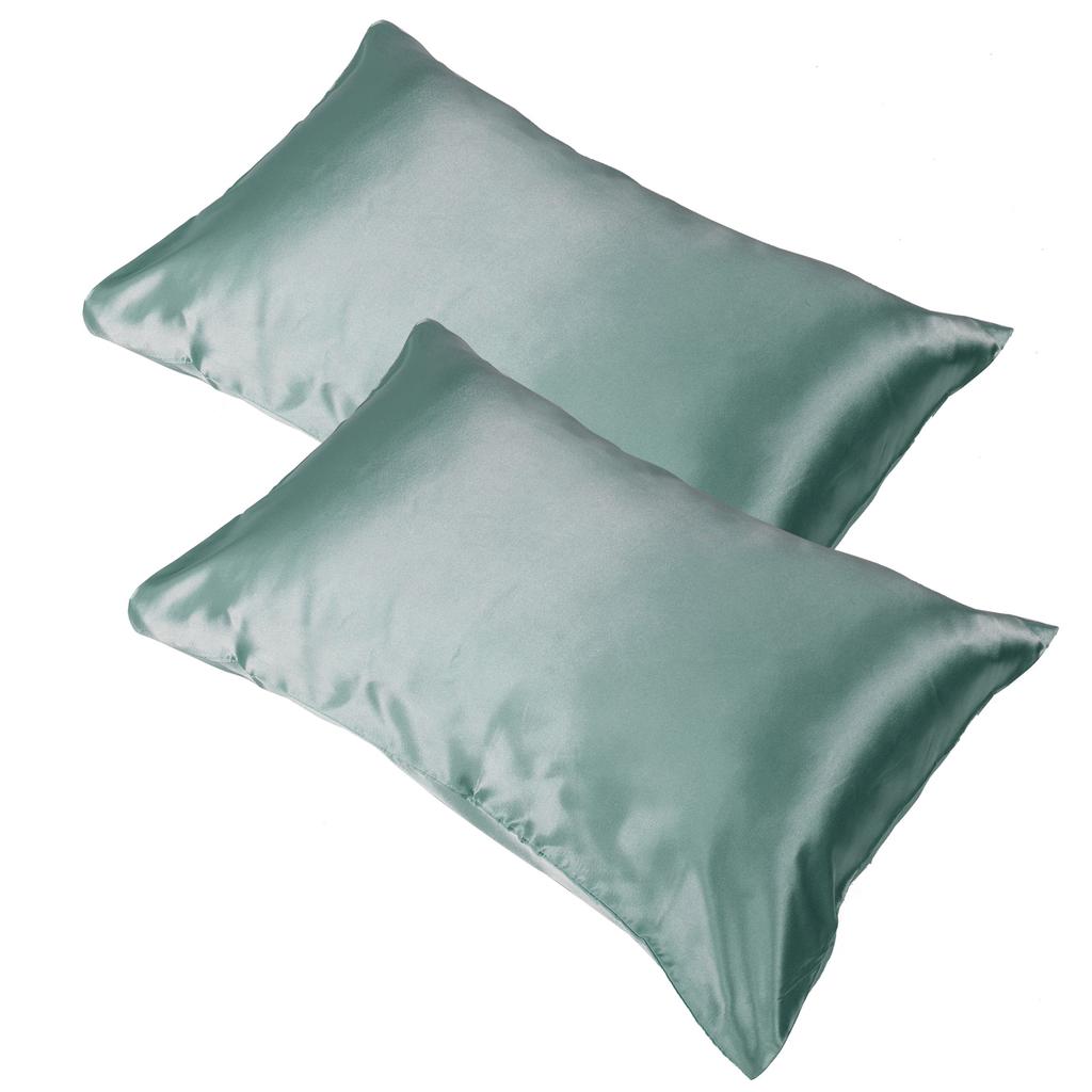 2pcs 75 X 150D Satin Pillowcase Soft Pillow Cover With Envelope Sealed Beddings Vert