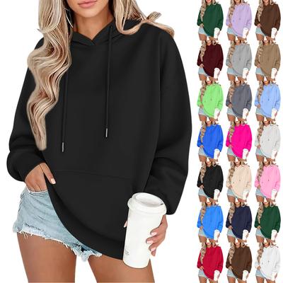 Γυναικείο Μόδα Oversized Μπλούζα Φούτερ με Χαμηλούς Ώμους και Μακρύ Μανίκι Μπλούζα Φούτερ με Κουκούλα Μονόχρωμη