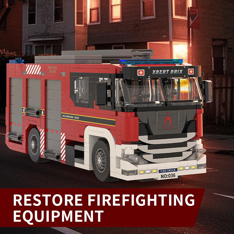 Non-Toxic 704Pcs Fire Truck Building Blocks City Engineering Rescue Vehicle Model Bricks Educational Diy Toys Holiday Gifts For Kids