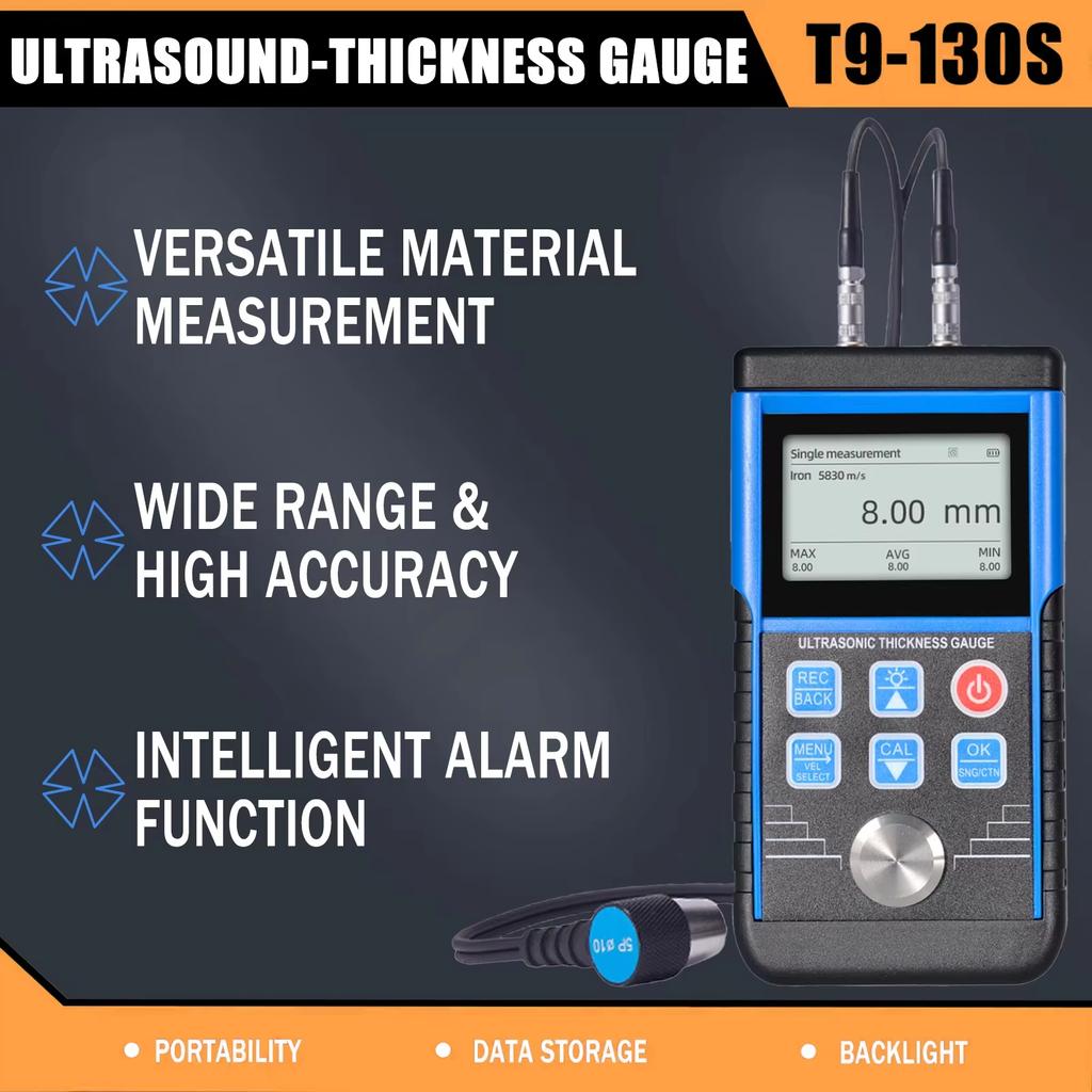 Ultrasonic Coating Thickness Gauge, For Measur Steel, Brass, Glass, Ceramics & Polyvinyl Chloride, Material Thickness Gauge Tool