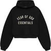Fleece Cropped Hoodie Black Women Tops 192HO247350FW